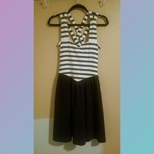 Navy and White Striped Dress